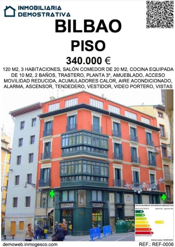 Cartel de escaparate para Inmobiliaria con Código Qr Cartel de escaparate para Inmobiliaria con Código Qr