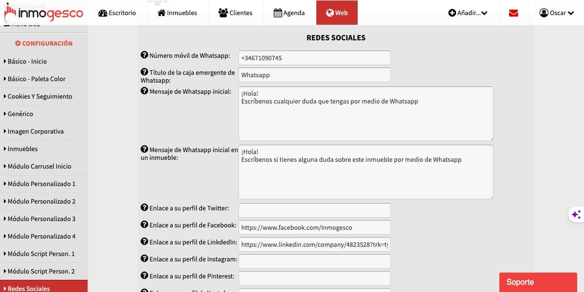 Cómo configurar whatsapp en la página web de Inmogesco Cómo configurar whatsapp en la página web de Inmogesco