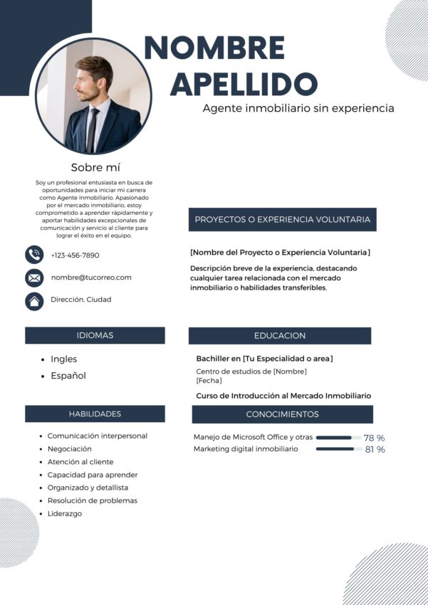 CV de un agente inmobiliario sin experiencia - Inmogesco