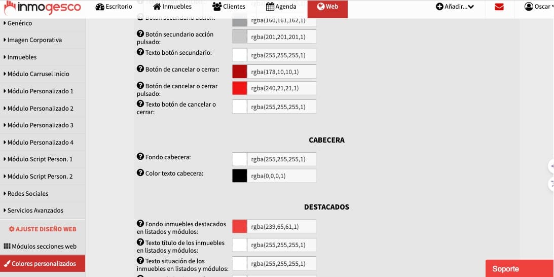 Cómo cambiar los colores de la web de Inmogesco Cómo cambiar los colores de la web de Inmogesco