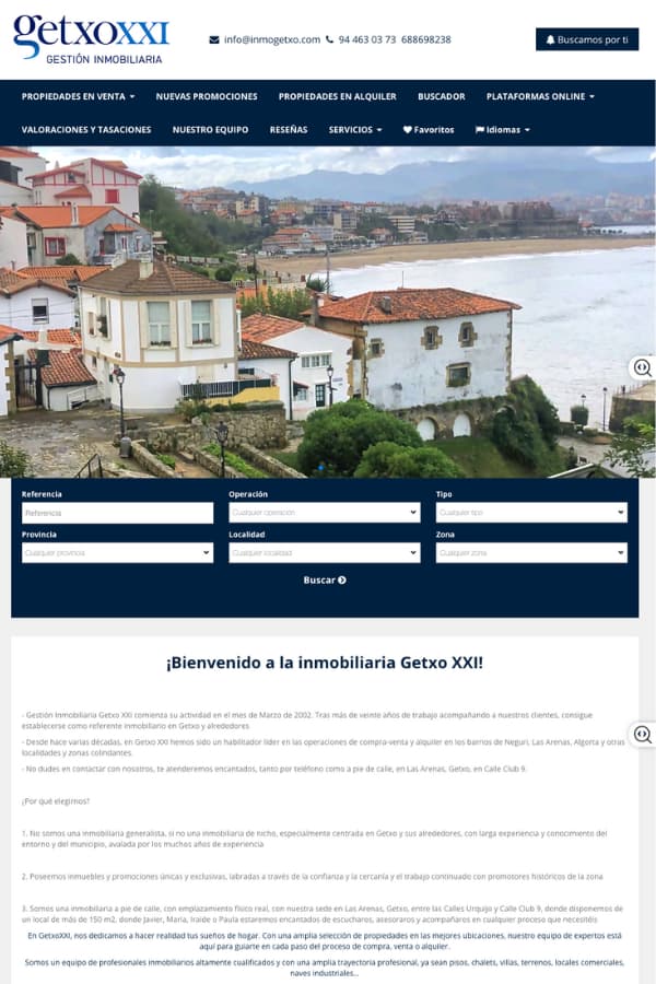 Página web inmobiliaria: plantilla de diseño de Inmogetxo Página web inmobiliaria: plantilla de diseño de Inmogetxo